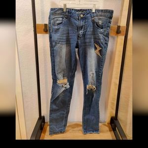 Hyper Denim Jeans With Lighting Bolt Stitching